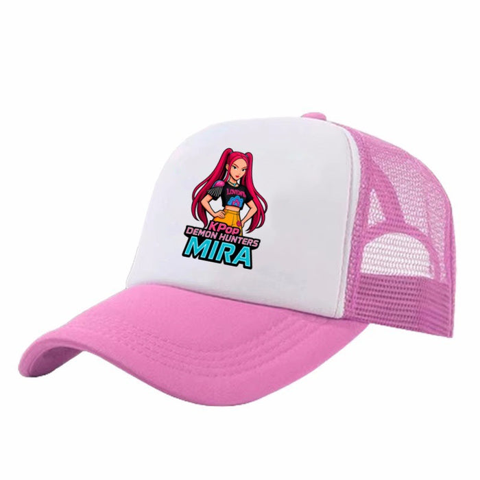 Wholesale KPOP Adjustable Casual Cartoon Print Mesh Baseball Cap