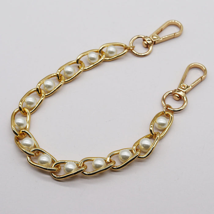 Wholesale Aluminum Chain Handbag Beaded Shoulder Chain Retro Simple Imitation Pearl Bag Chain Mobile Phone Chain