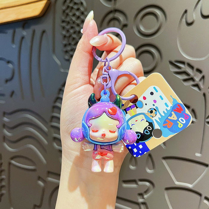 Wholesale Creative electroplated keychain cute cartoon doll couple bag pendant small gift