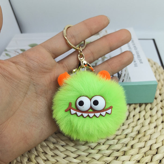 Wholesale Fur pendant plush cute dinosaur fur ball keychain pendant car keychain