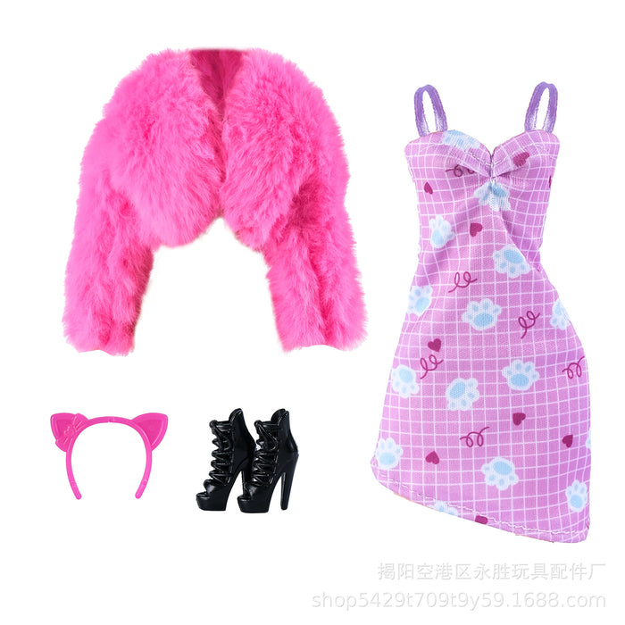 Wholesale  Doll fur plush coat skirt suit doll dress