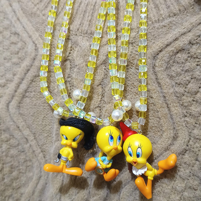 Wholesale Biling Shiny Crystal Necklace Cute Resin Cartoon Short Necklace Women' s Children' s Jewelry