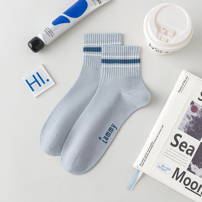 Wholesale New boneless sports socks, sweat absorbing and breathable short tube socks, striped letter college style cotton socks