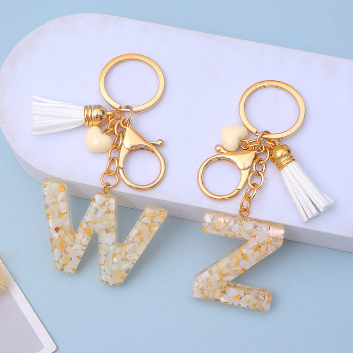 Wholesale New Gold Foil Drop Glue Letter Pendant Keychain Girl Bag Pendant Girlfriend Gift