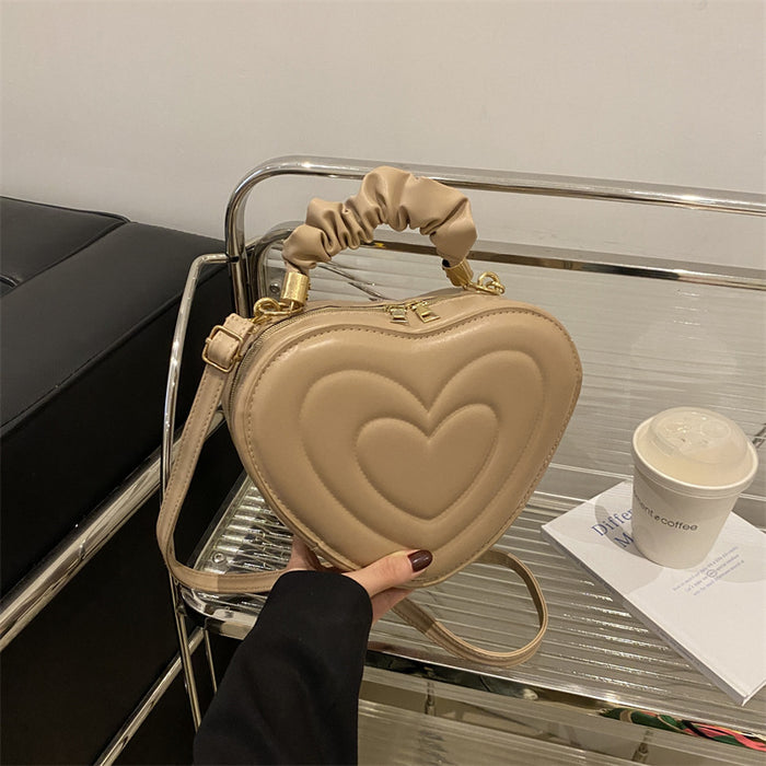 Wholesale Stylish Heart Shaped PU Crossbody Bag for Women Black