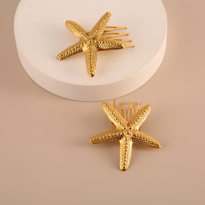 Wholesale Fashionable stainless steel starfish hair clip with bangs and high-end edge clip, exaggerated hair accessories, broken hair clip at the back of the head, wholesale