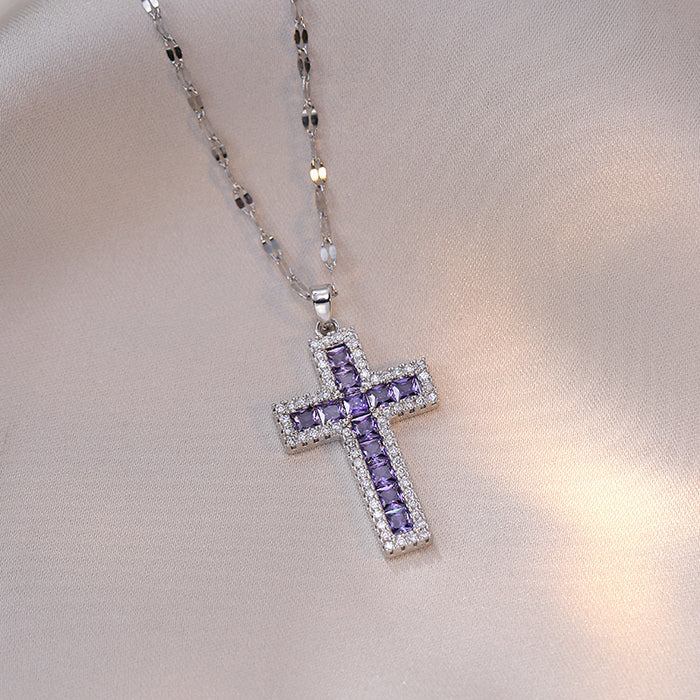 Wholesale Necklace jewelry zircon cross zircon simple niche design pendant