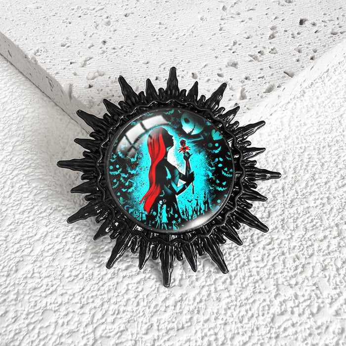 Wholesale  series Christmas night e swimming Black Time gem metal brooch  Black Devil badge