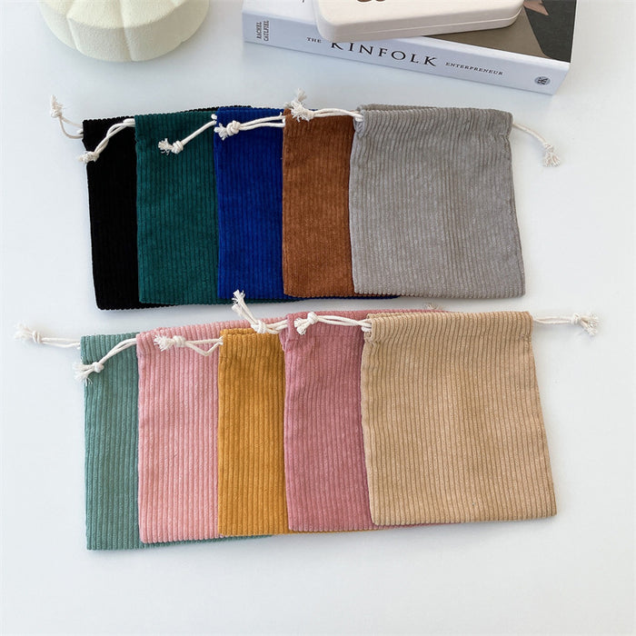 Wholesale Corduroy storage bag, drawstring pocket, portable coin purse