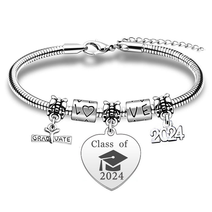 Wholesale Class of 2024 Stainless Steel Engraving Graduation Gift Bracelet JDC-BT-XKa001