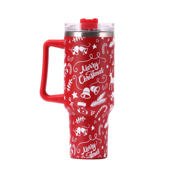 Wholesale Creative Christmas Design 40oz Insulated Car Cup with Handle 304 Stainless Steel Beverage Tumbler MOQ≥2