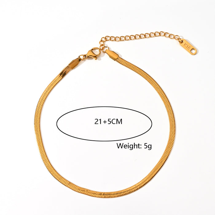 Wholesale Cross border fashion stainless steel snake bone chain, colorful oil dripping butterfly ankle chain