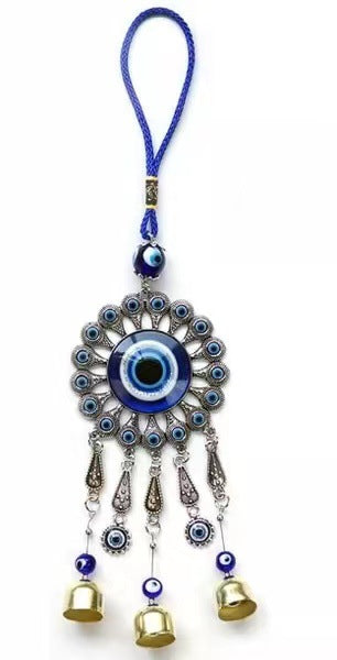 Wholesale Sunflower glass blue eyes blue copper bell pendant pendant