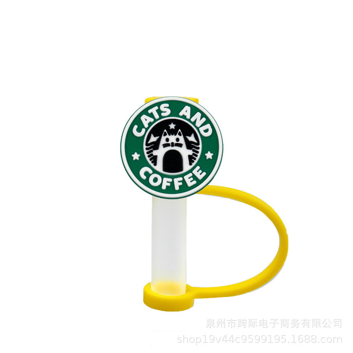 Wholesale Cute cartoon straw cover, silicone straw cap, tube cover decoration, compatible with water cup, straw, dust cap