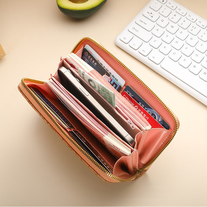 Wholesale Literary Floral Embossed Women' s Pu Wallet Light Blue Daily Matching Boutique MOQ:3