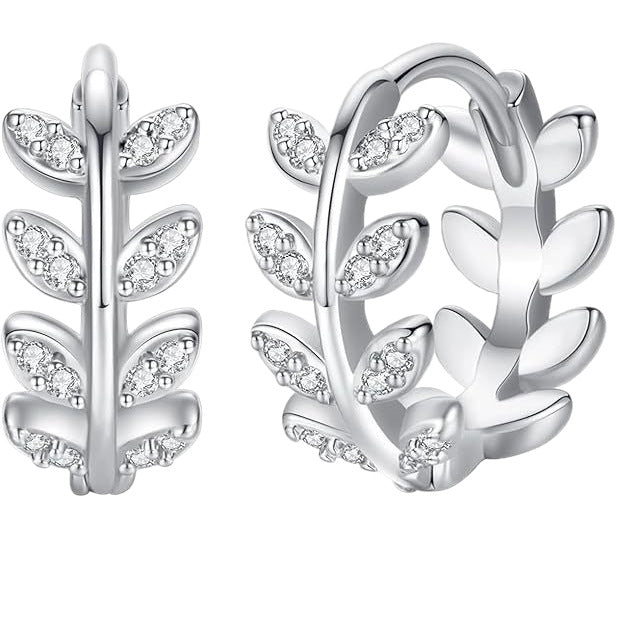 Wholesale Olive leaf studded diamond earrings, wheat ear earrings, earrings with circular ring temperament, leaf ear buckles wholesale