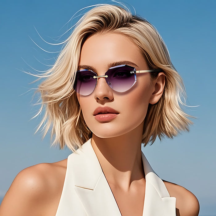 Wholesale Personalized diamond shaped high-end sunglasses, new borderless sunscreen street photography, light luxury style sunglasses