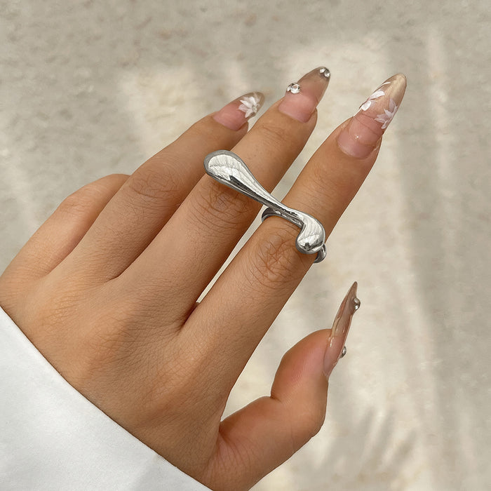 Wholesale Irregular droplet opening ring, fashionable texture, flower pearl ring