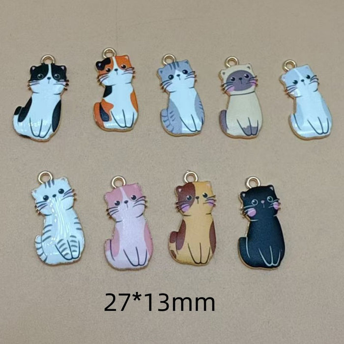 Wholesale 10pcs Cat pendant DIY handmade jewelry accessories,  alloy keychain charms,  necklace and earring accessories Pendant