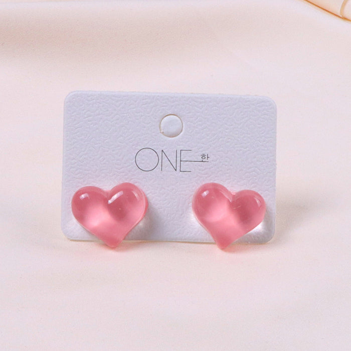 Wholesale Cute peach heart chubby and colorful earrings, simple and versatile, niche design, high-end wholesale