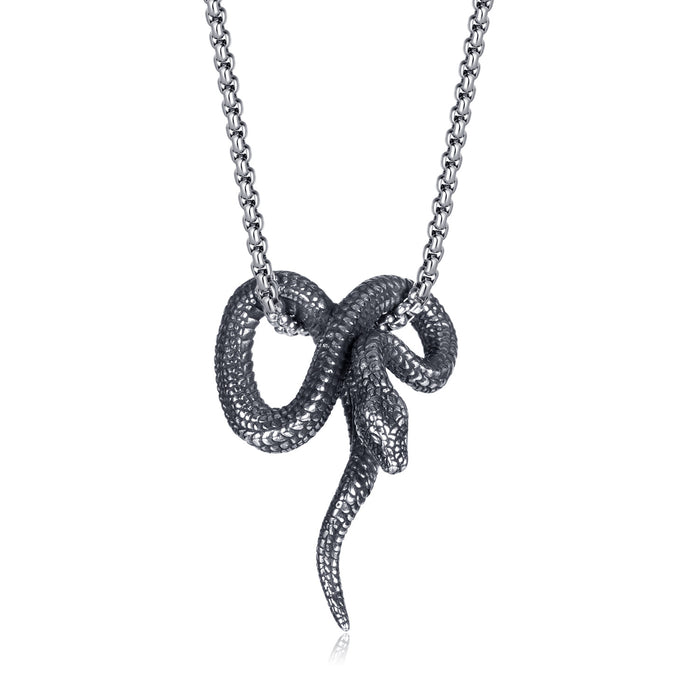 Wholesale European and American retro creative design snake shaped stainless steel personalized pendant necklace