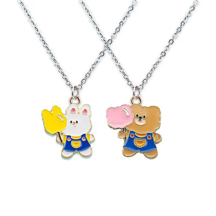 Wholesale Cartoon Style Smiling Bear Personality Pendant Stainless Steel Children's Necklace JDC-NE-YSJZ003