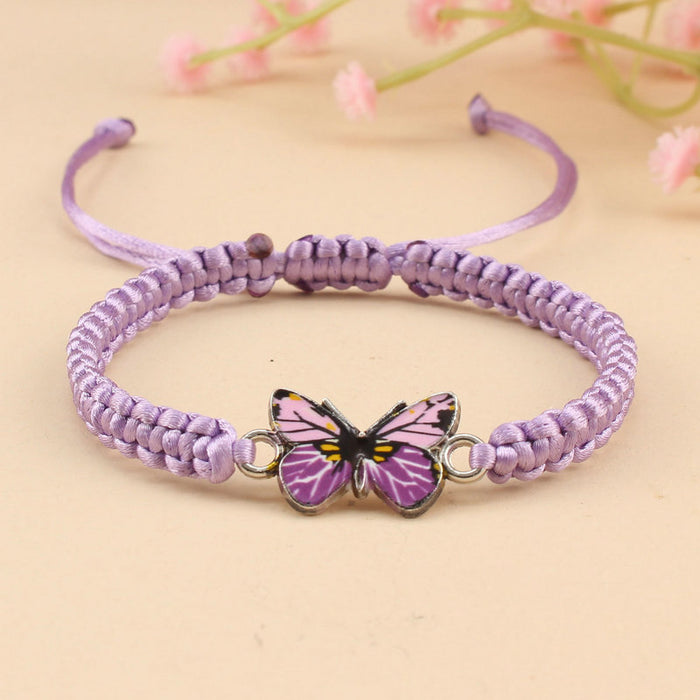 Wholesale hand-woven flat knot adjustable red rope bracelet for men and women couples best friend butterfly bracelet