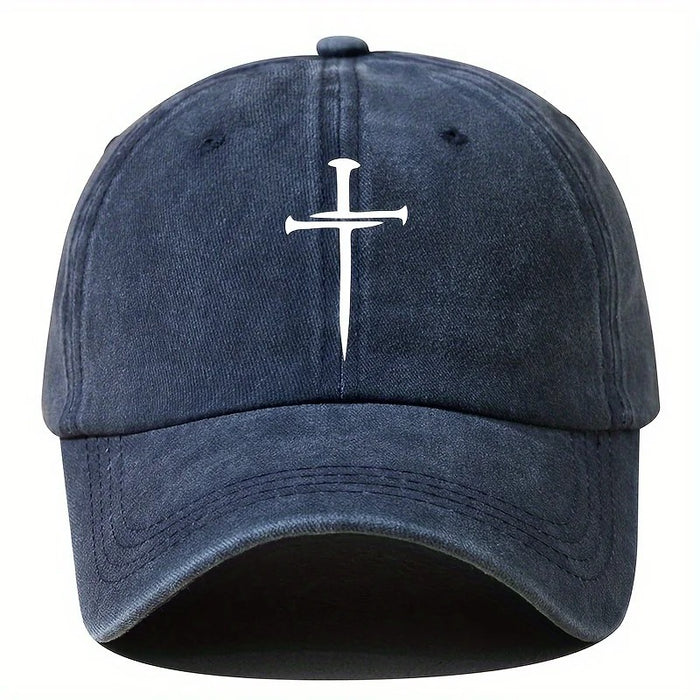 Wholesale Cross Print Vintage Baseball Cap Stylish Distressed Peaked Cap For Summer Casual