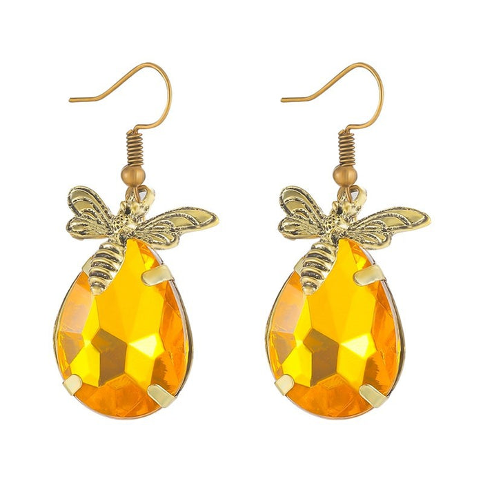 Wholesale Vintage Honeybee Droplet Earrings, Popular Droplet Amber Exaggerated Earrings, Jewelry