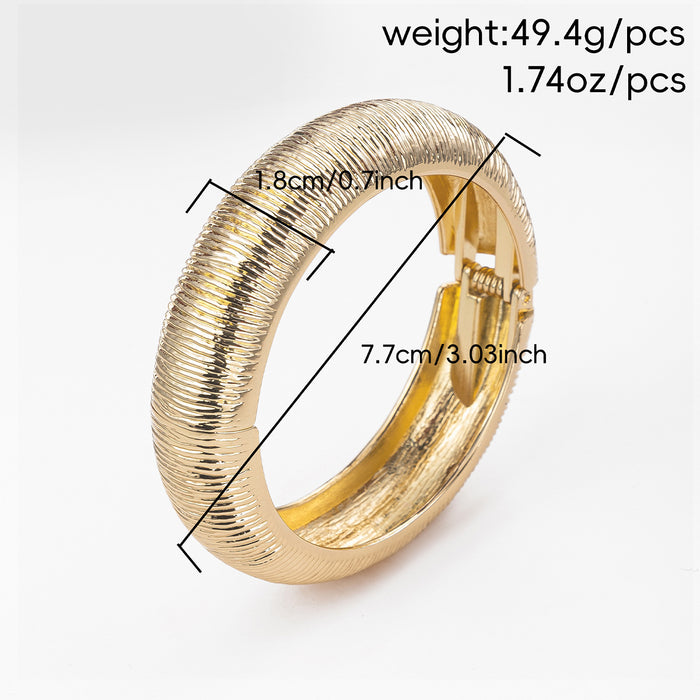 Wholesale Exaggerated Jewelry Fashion Gold Bracelet Round Spring Open Bracelet Simple Wide Edition Handmade