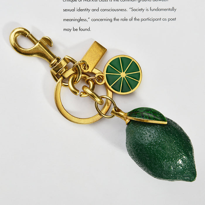 Wholesale Stylish Lemon Fruit Keychain Bag Charm Zinc Alloy Electroplated Decorative MOQ≥2