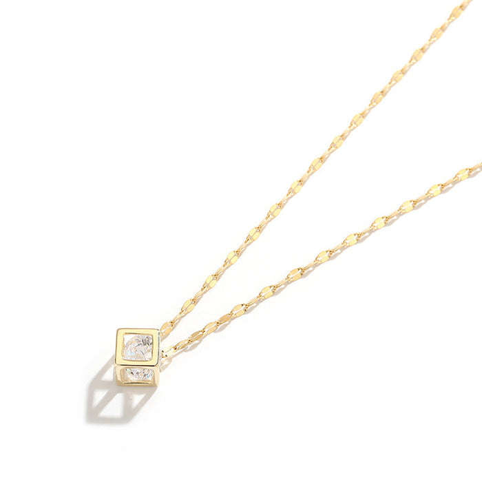 Wholesale 18k Gold Plated Hollow Square Titanium Steel Necklace JDC-NE-QingYan009