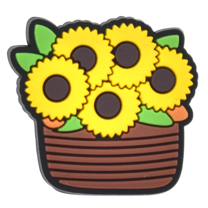 Wholesale 100PCS PVC Cartoon Sunflower Bee DIY Shoe Buckle JDC-SC-RYY012