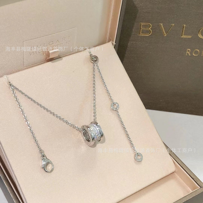 Wholesale Cnc High Version Large Waist Necklace Women's All-match18k Rose Gold Plated Full Diamond Small Waist Clavicle Chain