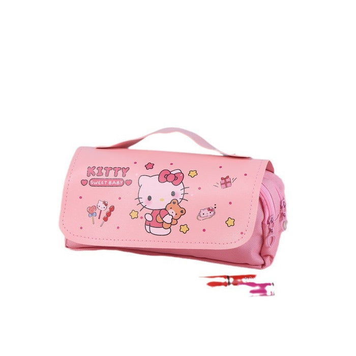 Wholesale Cartoon Cat Large Capacity Double-Layer Pencil Case