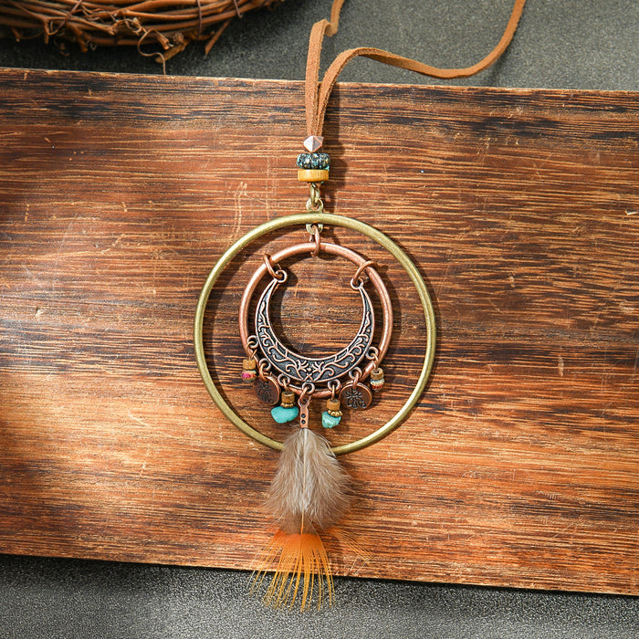 Wholesale Retro Bohemian Tassel Pendant Necklace Zinc Alloy Electroplated Geometric Pendant MOQ≥2