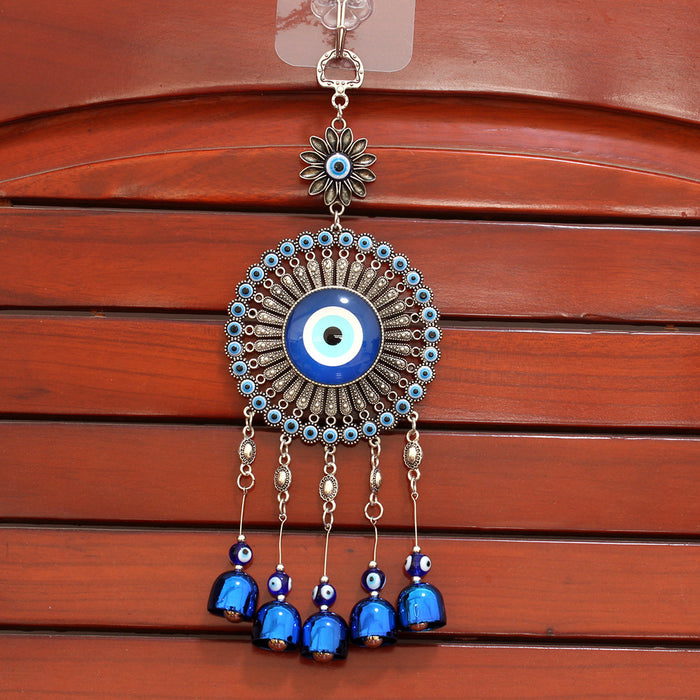 Wholesale Sunflower glass blue eyes blue copper bell pendant pendant