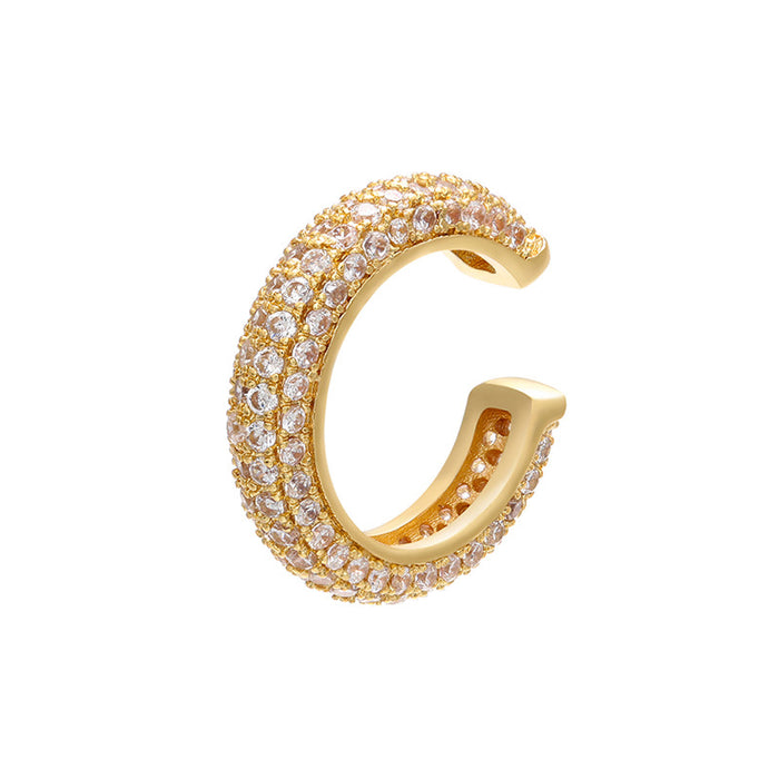 Wholesale Gold Plated Copper Ear Cuff with Colored Zircon Simple Style Fashion Accessory MOQ≥2