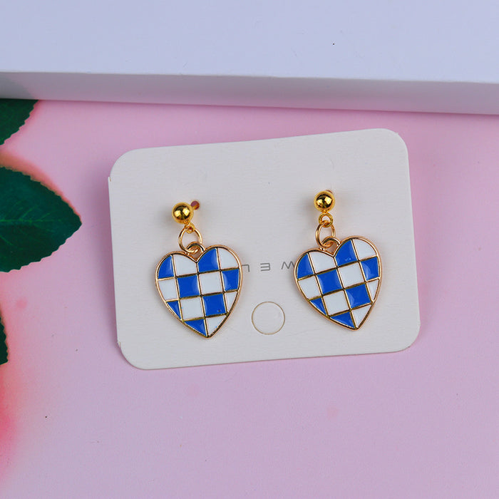 Wholesale  Valentine' s Day Love Checkerboard Bag Earrings Earrings Fashion Casual Personalized Ear Bean Ear Jewelry
