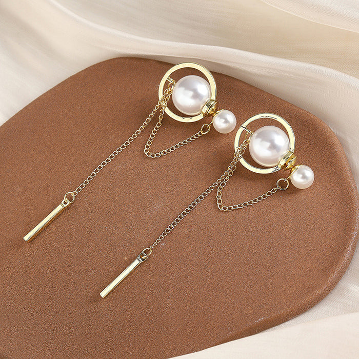 Wholesale Silver Butterfly Tassel Earrings High-end Earrings Elegant Diamond Pearl Long Earrings