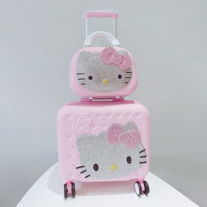 Wholesale Children's Cat Pink Trolley Suitcase with Rhinestones JDC-CS-MingJu002