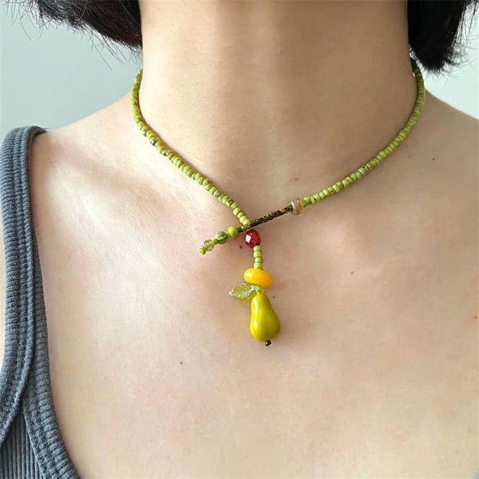 Wholesale  beaded  apple nuclear necklace  clavicle chain all-match niche  necklace