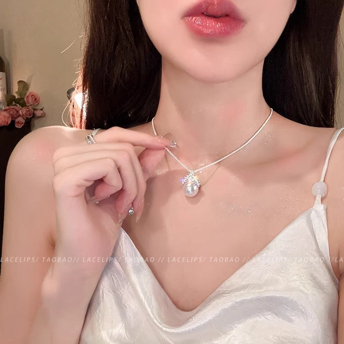 Wholesale Pearl temperament zircon necklace, collarbone chain, necklace pendant, light luxury, niche accessories