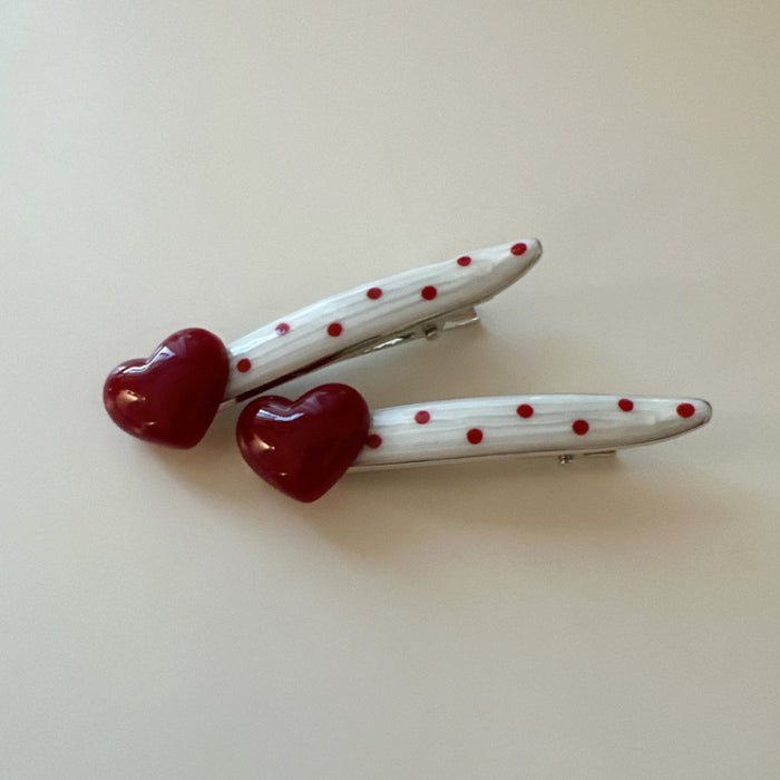 Wholesale Red Polka Dot Heart Hairpin for Women Side Hair Clip Hairpin Hair Accessories
