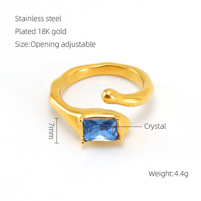 Wholesale Vintage titanium steel moonstone open adjustable ring