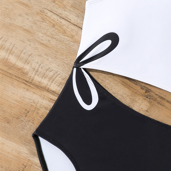 Wholesale One piece hollow camisole contrasting swimsuit for conjoined children