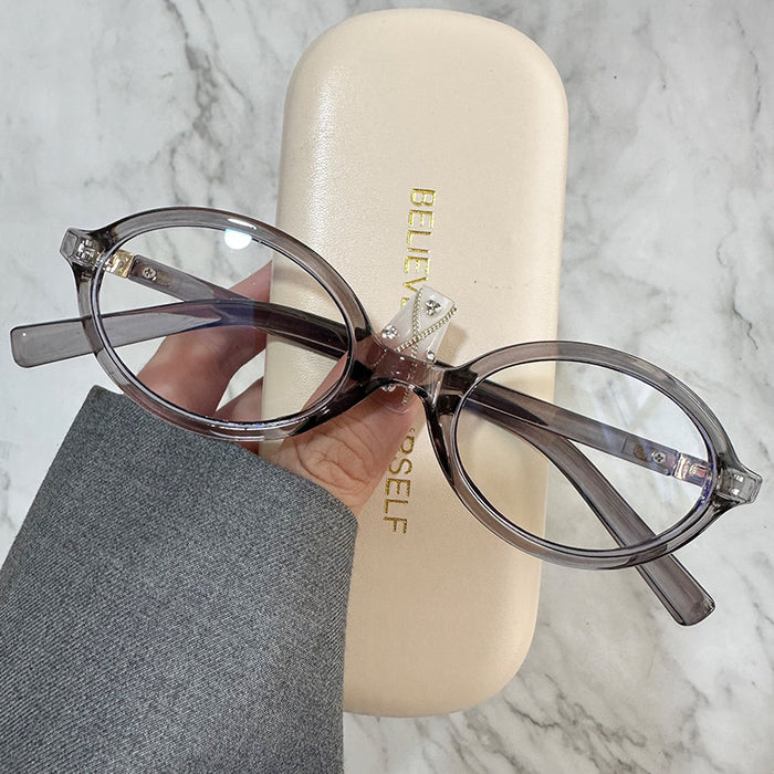 Wholesale Eyeframe for myopia, elliptical flat lens, small frame, retro glasses frame