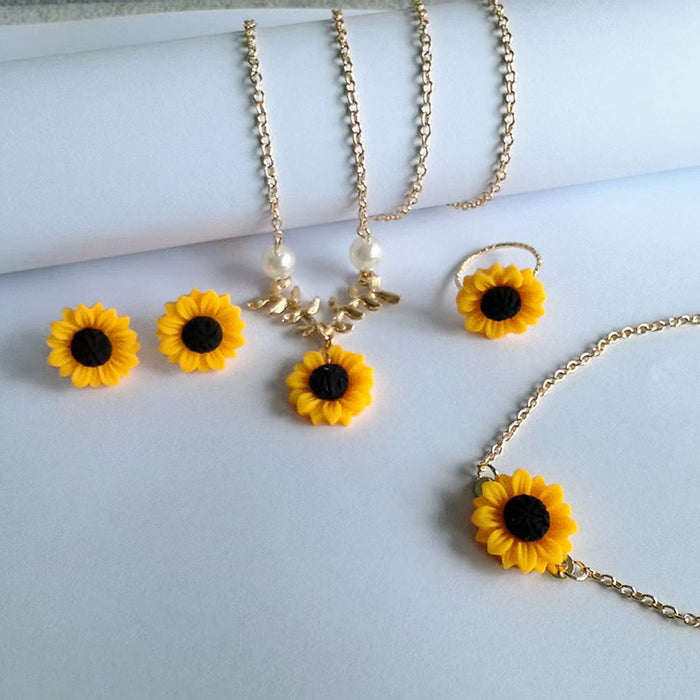 Wholesale 4pcs/ set Sunflower Jewelry Set