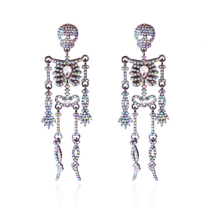 Wholesale  Alloy Diamond Skull Earrings Personalized Funny Pumpkin Bat Witch Earrings
