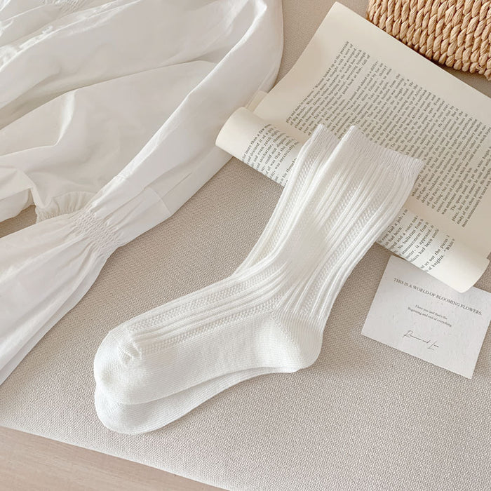 Wholesale New Socks Thin Mesh Breathable Middle Tube Stacked Sock Cotton